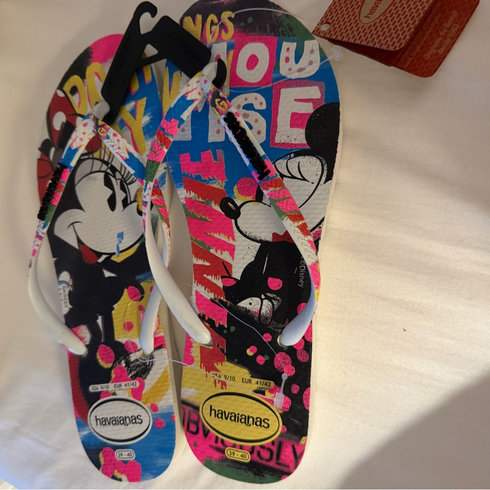 Havaianas Top Slim Disney Flip Flops/Minnie & Mickey. New with tags - Picture 2 of 11